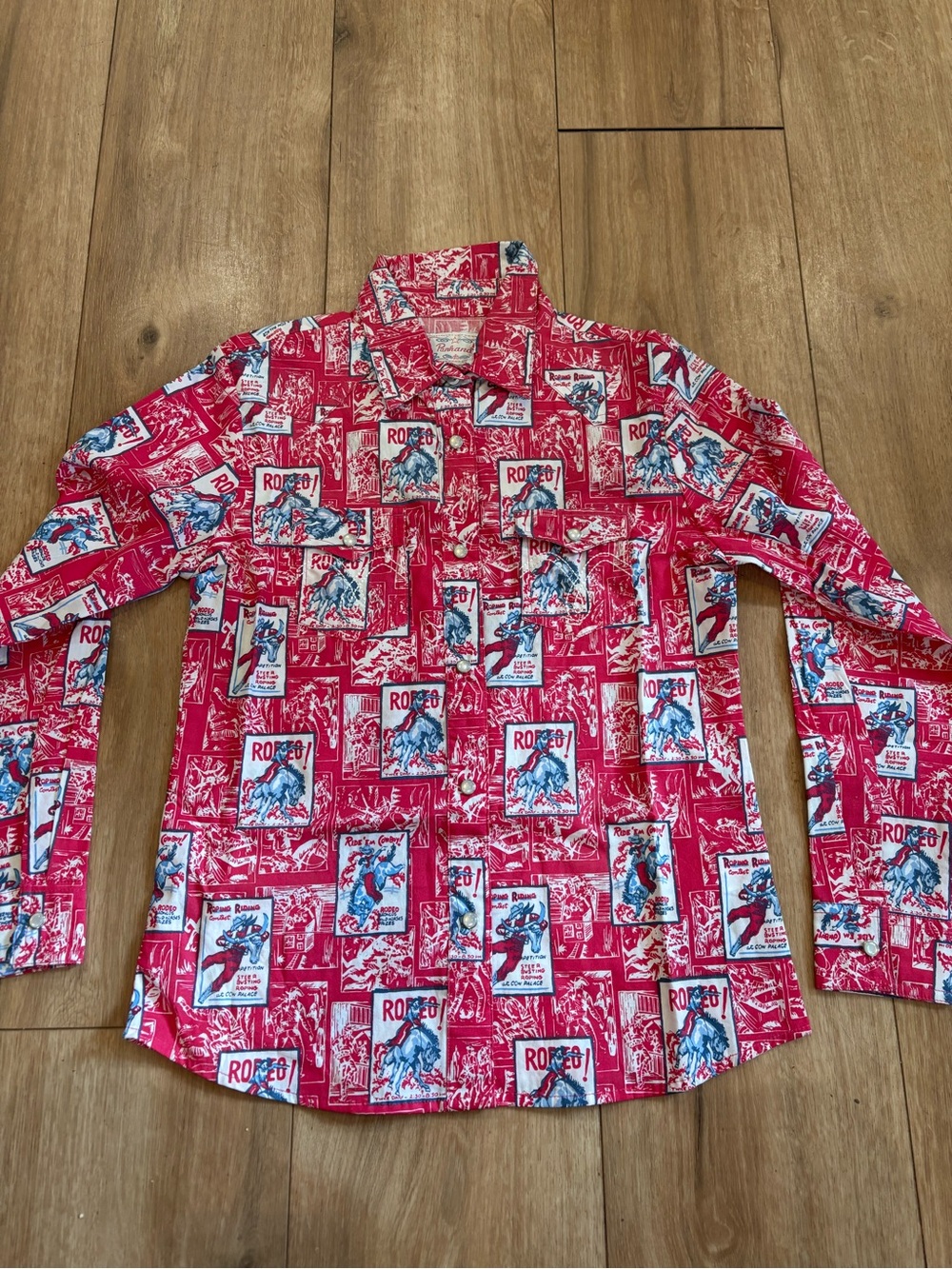 Girl’s Red Rodeo Print Button-Up Shirt - Unbranded